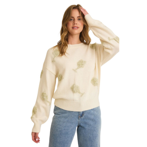 Gilli Women's Small Cream Silver Champagne Glasses Graphic Novelty Sweater - Picture 2 of 11